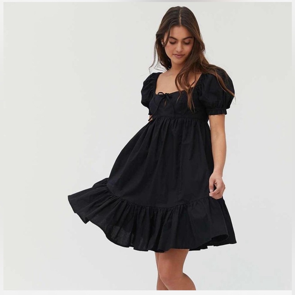 Urban Outfitters Black Puff Sleeve Babydoll Dress S
